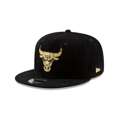 Black Chicago Bulls Hat - New Era NBA Vivid Velvet 59FIFTY Fitted Caps USA1735206